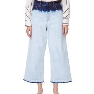 Munthe Ticiano Tie Dye Wide Leg Jeans Cropped High Rise Blue Off White 36 28x26